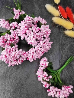 Тычинки с сахарными вставками букетик (розовый) пучок 12шт.